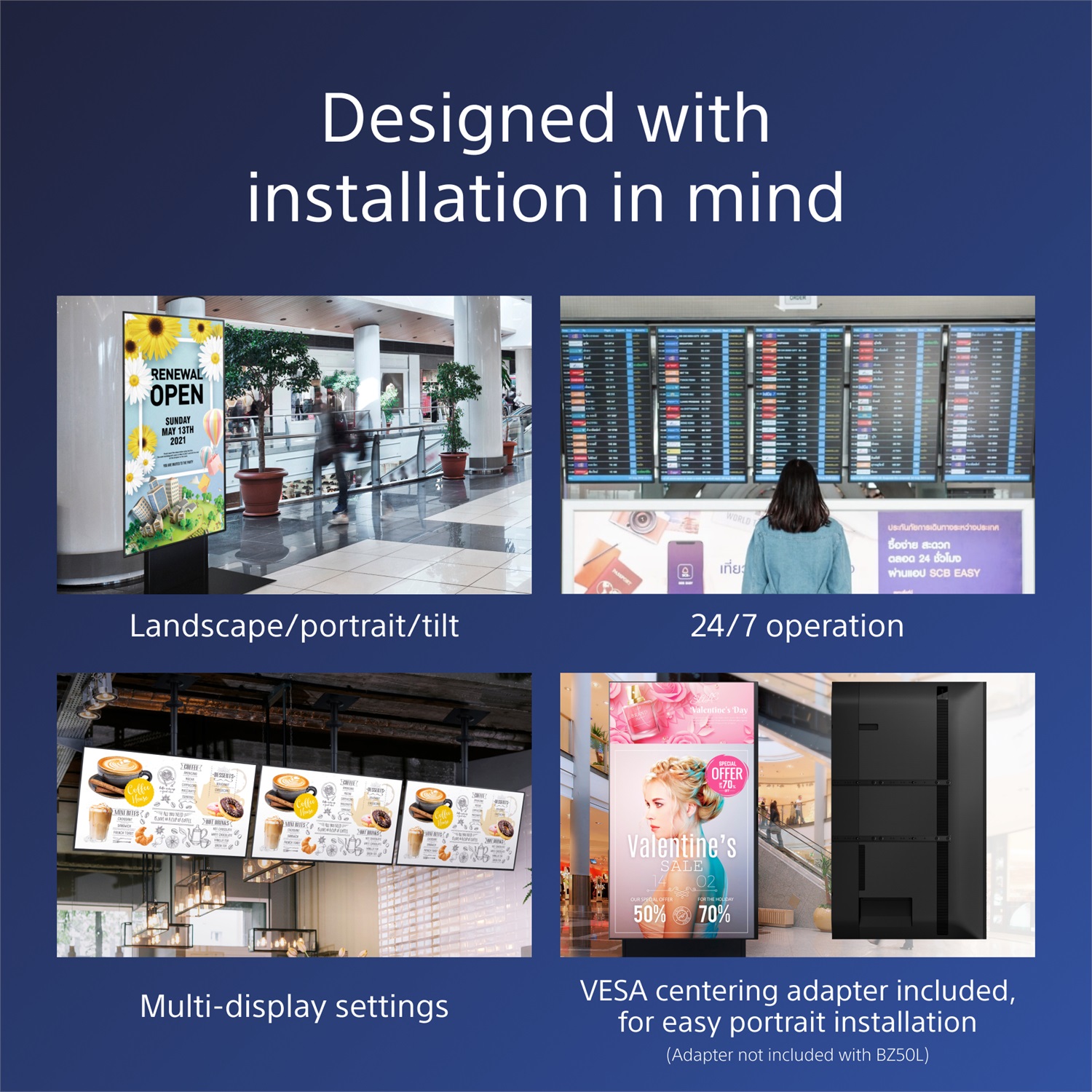 Sony FW-85BZ40L Pannello Piatto per Segnaletica Digitale 85