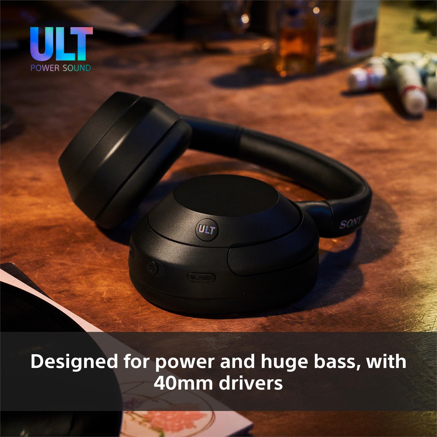 Sony ULT WEAR - Cuffie Bluetooth Wireless con ULT POWER SOUND, Bassi profondi, Noise Cancelling, Durata della batteria fino a 30 ore, Chiamate chiare, Compatibili con iOS e Android - Forest Gray