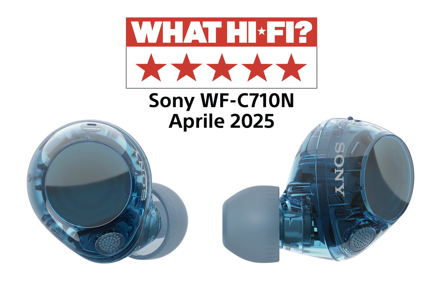 Sony WFC710NL.CE7 Auricolari True Wireless Bluetooth con Noise Cancelling, 40 ore di autonomia, IPX4, Blu Glass Blue
