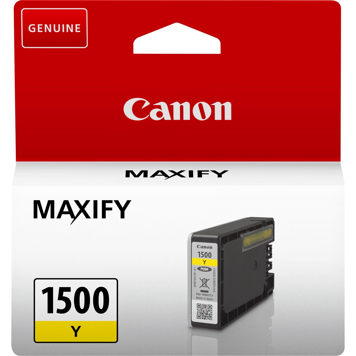 Canon Cartuccia d'inchiostro Giallo PGI-1500Y 4,5ml - Inchiostro a base di pigmento, Compatibile con MAXIFY MB2050, MB2150, MB2155, MB2350, MB2750, MB2755