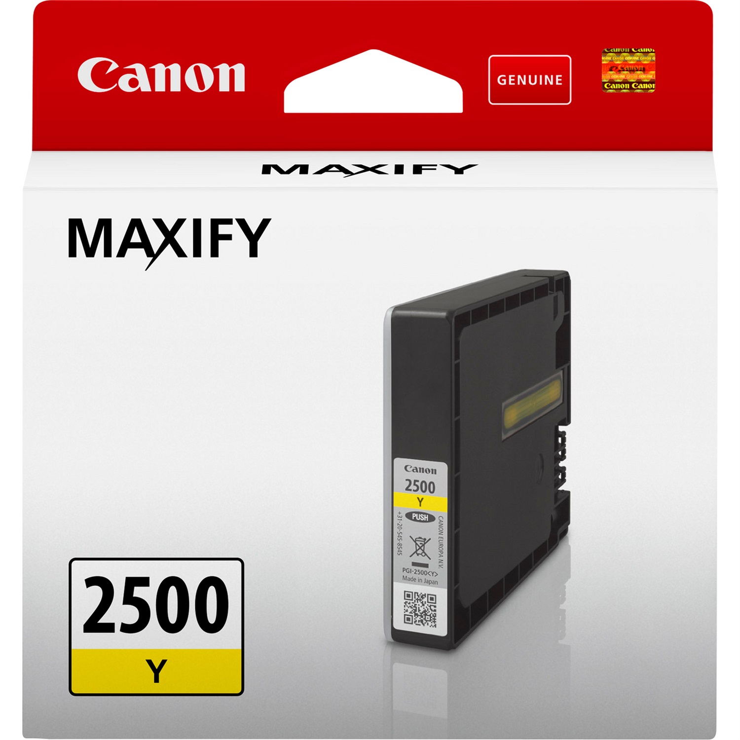 Canon Cartuccia d'inchiostro Giallo PGI-2500Y - 9,6 ml, Inchiostro a base di pigmento, Compatibile con MAXIFY MB5050, MB5150, MB5350, MB5155, iB4150, MB5455, iB4050