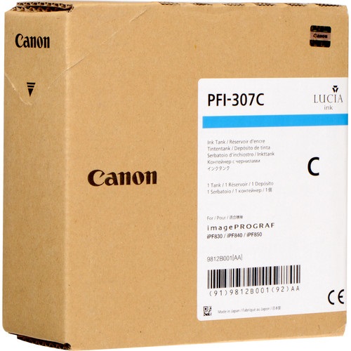 Canon PFI-307C Cartuccia d'Inchiostro Originale Ciano 330 ml per Stampanti imagePROGRAF iPF830, iPF840, iPF850