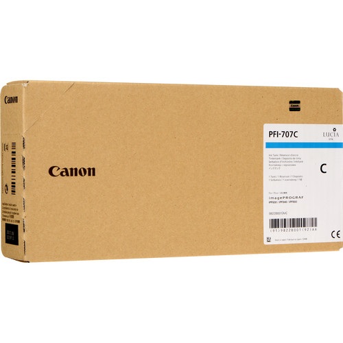 Canon PFI-707C Cartuccia d'Inchiostro Originale Ciano 700 ml - Compatibile con iPF830, iPF840, iPF850