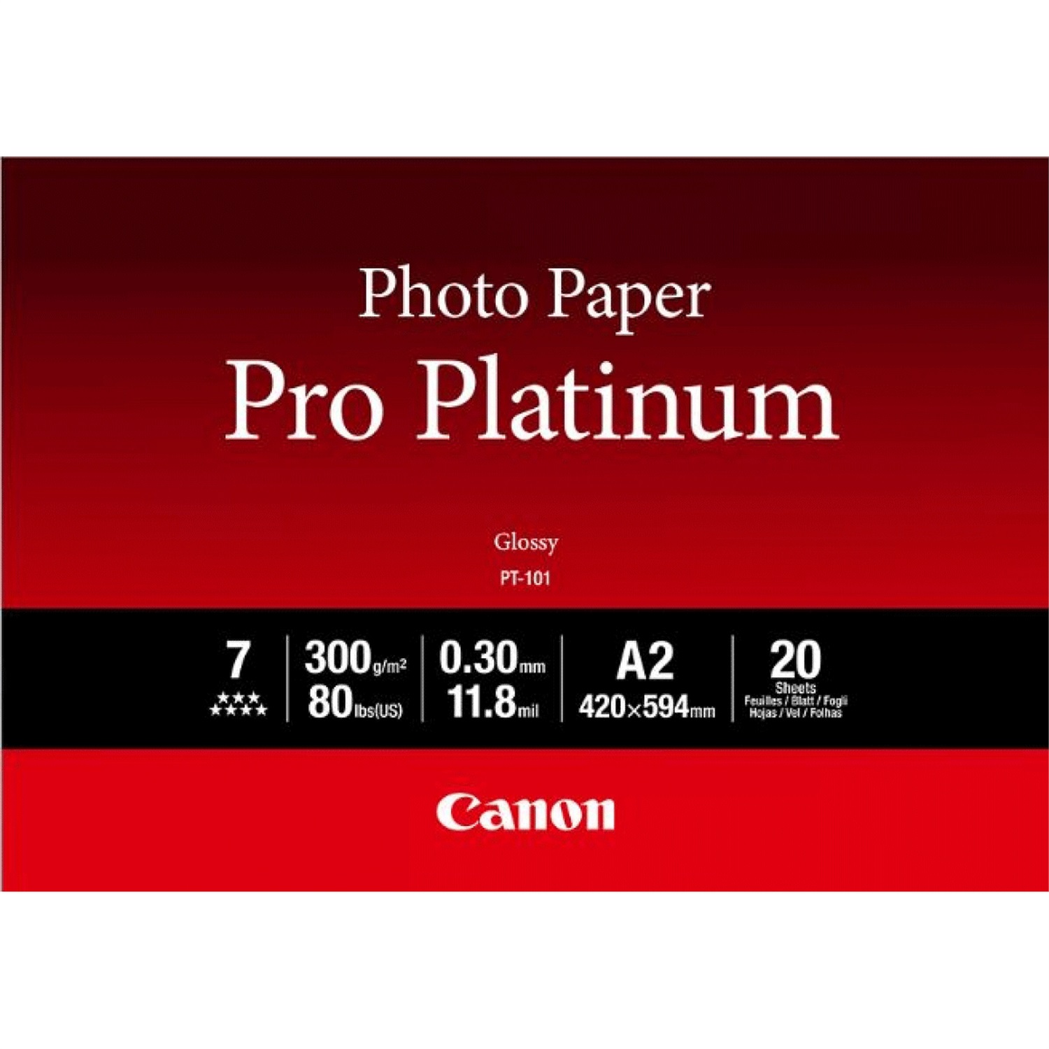 Canon PT-101 Carta Fotografica Pro Platinum A2 - 20 fogli, 300 g/m², Molto Lucida