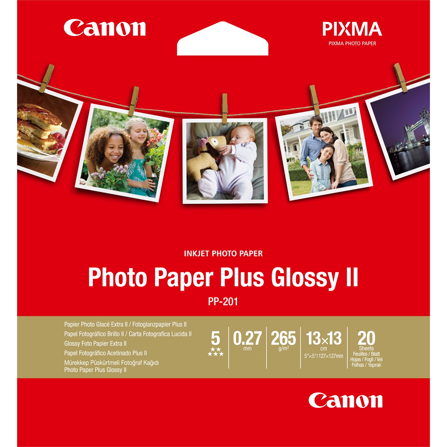 Canon Carta Fotografica Plus Glossy II PP-201 13x13cm (5x5