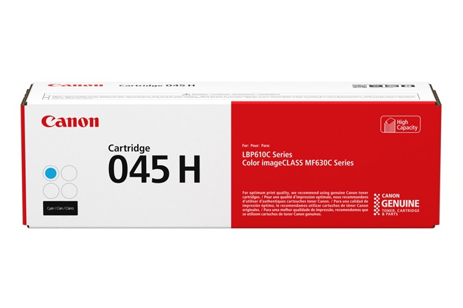 Canon 045H Cartuccia Toner Originale Ciano - Alta Capacità, 2200 Pagine, Compatibile con LBP610C, LBP611Cn, LBP612Cdw, LBP613Cdw, MF631Cn, MF632Cdw, MF633Cdw, MF634Cdw, MF635Cx