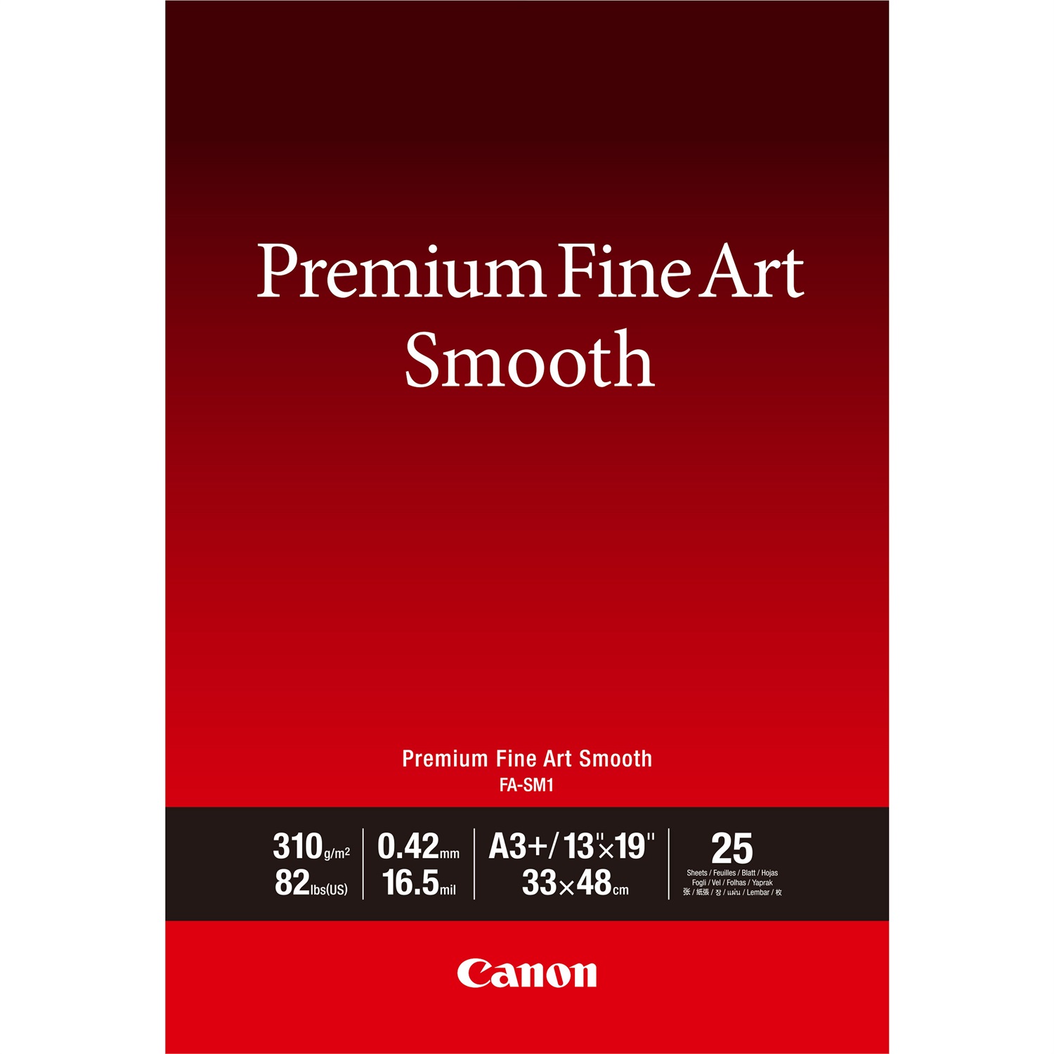 Canon Carta Premium Fine Art Smooth FA-SM1 A3 Plus - 25 fogli, Semi lucida, 310 g/m²