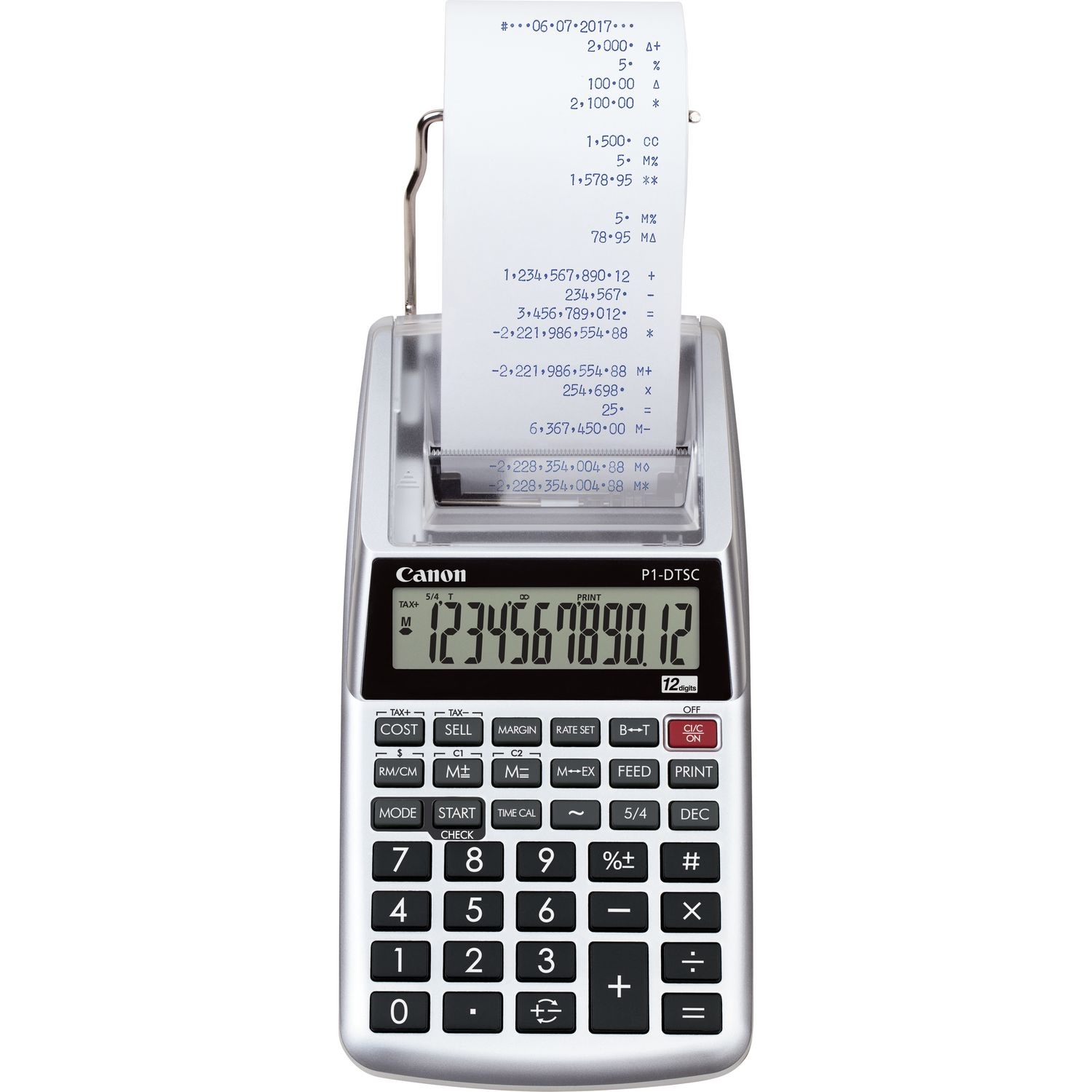 Canon P1-DTSC II EMEA HWB - Calcolatrice scrivente Grigia con funzioni di stampa, leggera e portatile