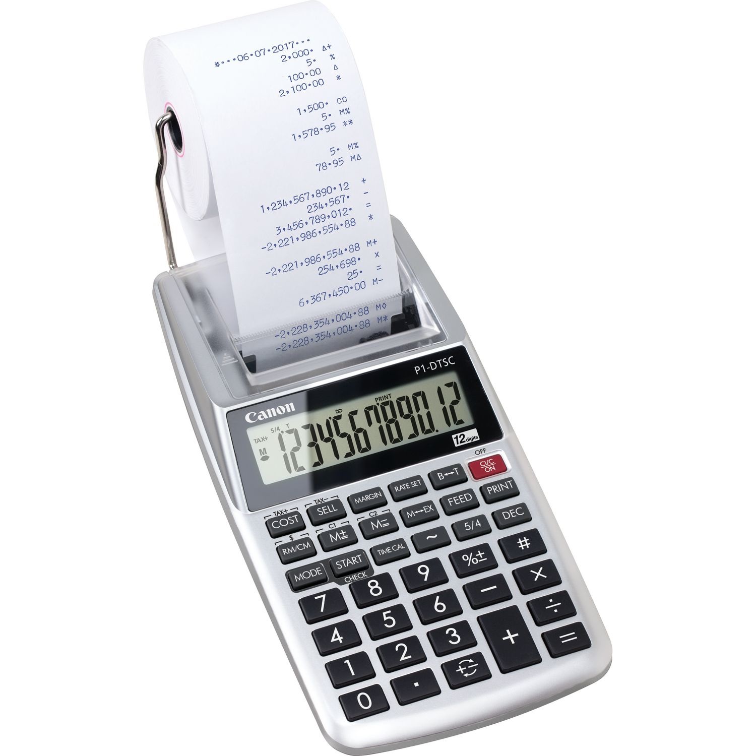 Canon P1-DTSC II EMEA HWB - Calcolatrice scrivente Grigia con funzioni di stampa, leggera e portatile