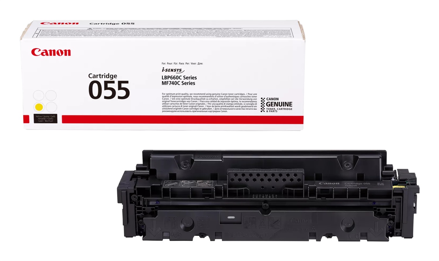 Canon 055Y Cartuccia Toner Originale Giallo - 2100 Pagine - Compatibile con i-SENSYS LBP664Cdw, MF745Cdw, LBP663Cdw