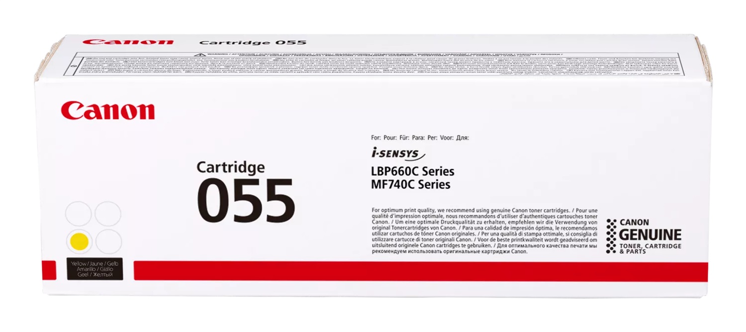 Canon 055Y Cartuccia Toner Originale Giallo - 2100 Pagine - Compatibile con i-SENSYS LBP664Cdw, MF745Cdw, LBP663Cdw