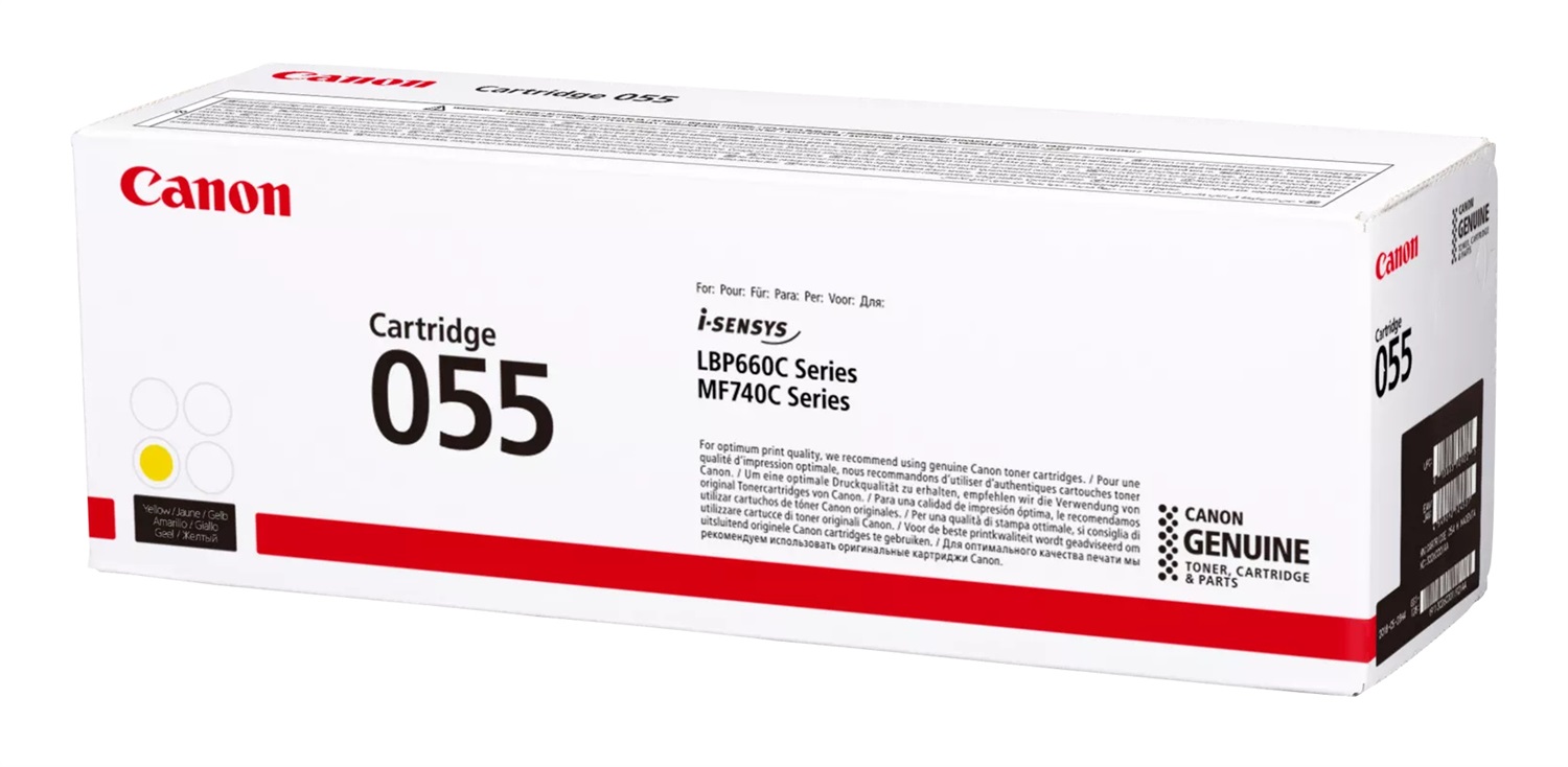 Canon 055Y Cartuccia Toner Originale Giallo - 2100 Pagine - Compatibile con i-SENSYS LBP664Cdw, MF745Cdw, LBP663Cdw