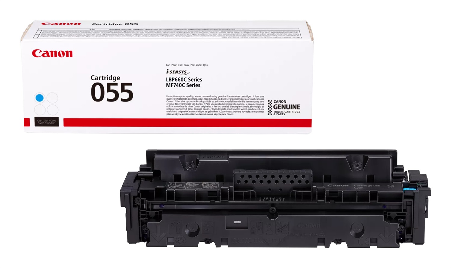 Canon 055 Cartuccia Toner Originale Ciano 3015C002 - 2100 Pagine - Compatibile con LBP 662/663/664 e MF 741/742/743/744/745/746