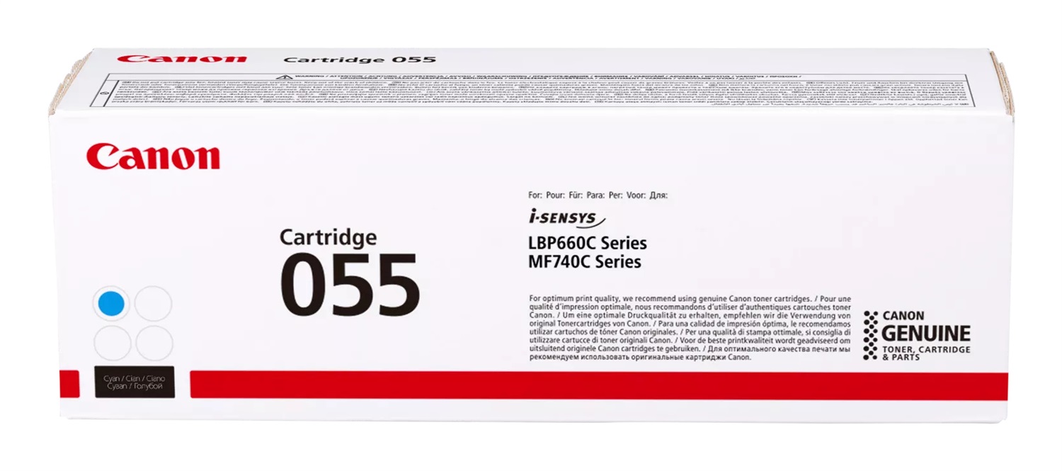 Canon 055 Cartuccia Toner Originale Ciano 3015C002 - 2100 Pagine - Compatibile con LBP 662/663/664 e MF 741/742/743/744/745/746