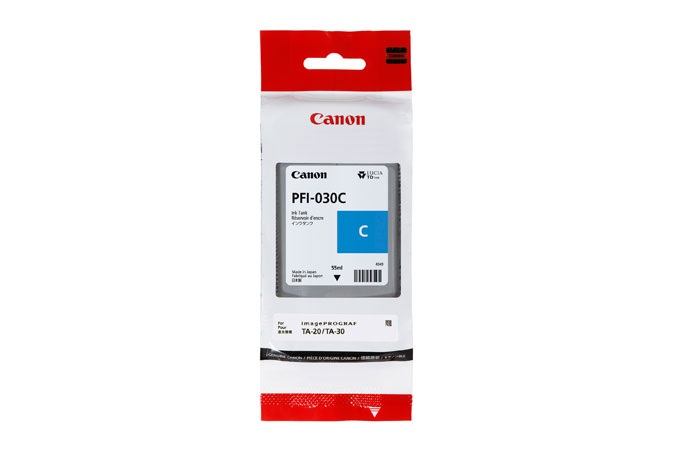 Canon PFI-030C Cartuccia d'Inchiostro Ciano Originale 55ml per Stampanti imagePROGRAF TA-20/TA-30