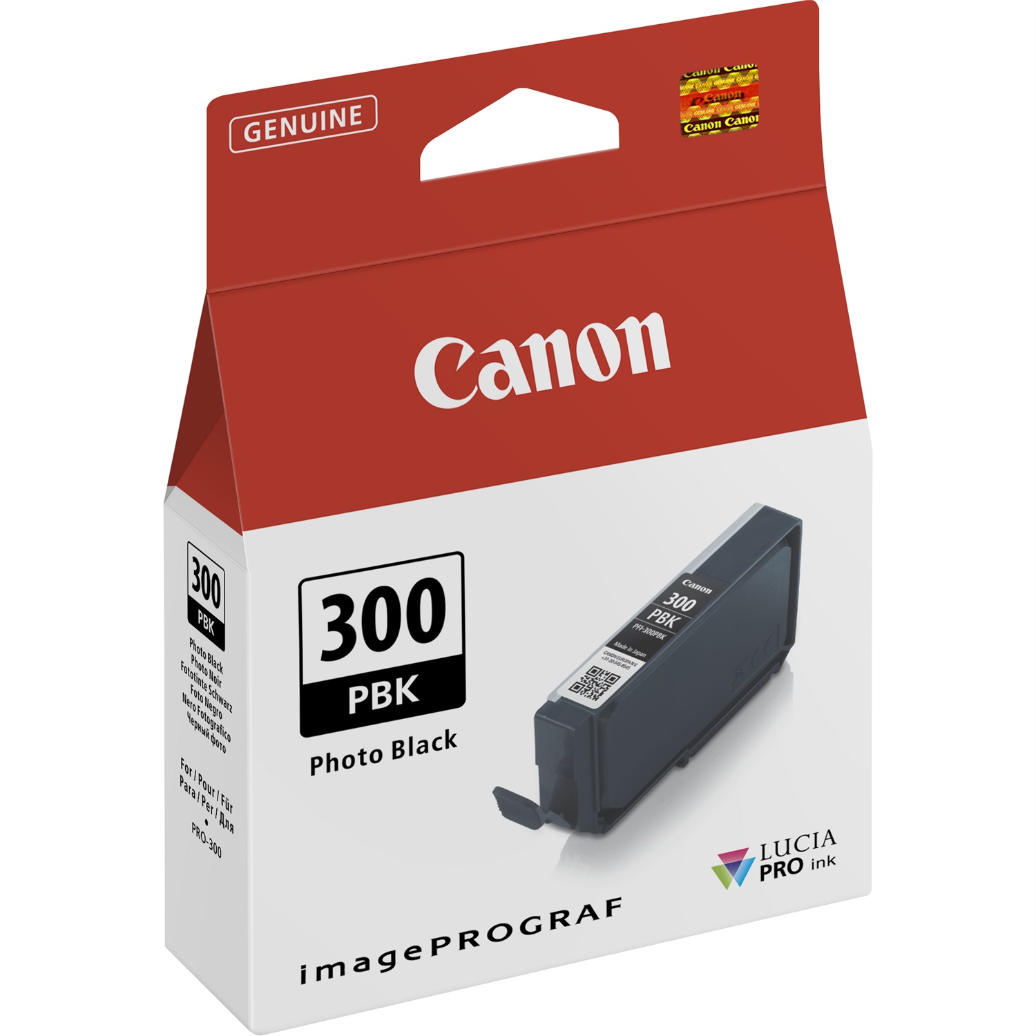 Canon Cartuccia d’inchiostro Originale PFI-300PBK Nero per Foto 14ml - Compatibile con imagePROGRAF PRO-300, Resa fino a 303 pagine