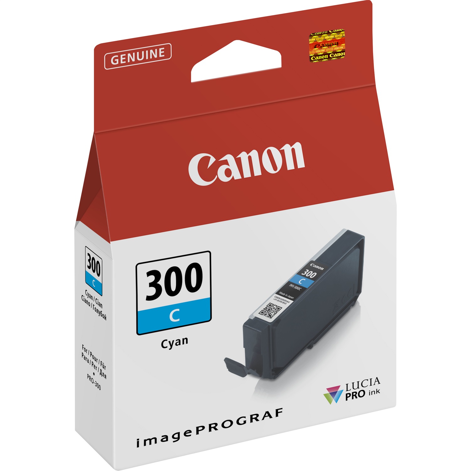 Canon Cartuccia d'inchiostro Ciano PFI-300C 14ml - Originale, 735 pagine, Compatibile con imagePROGRAF PRO-300