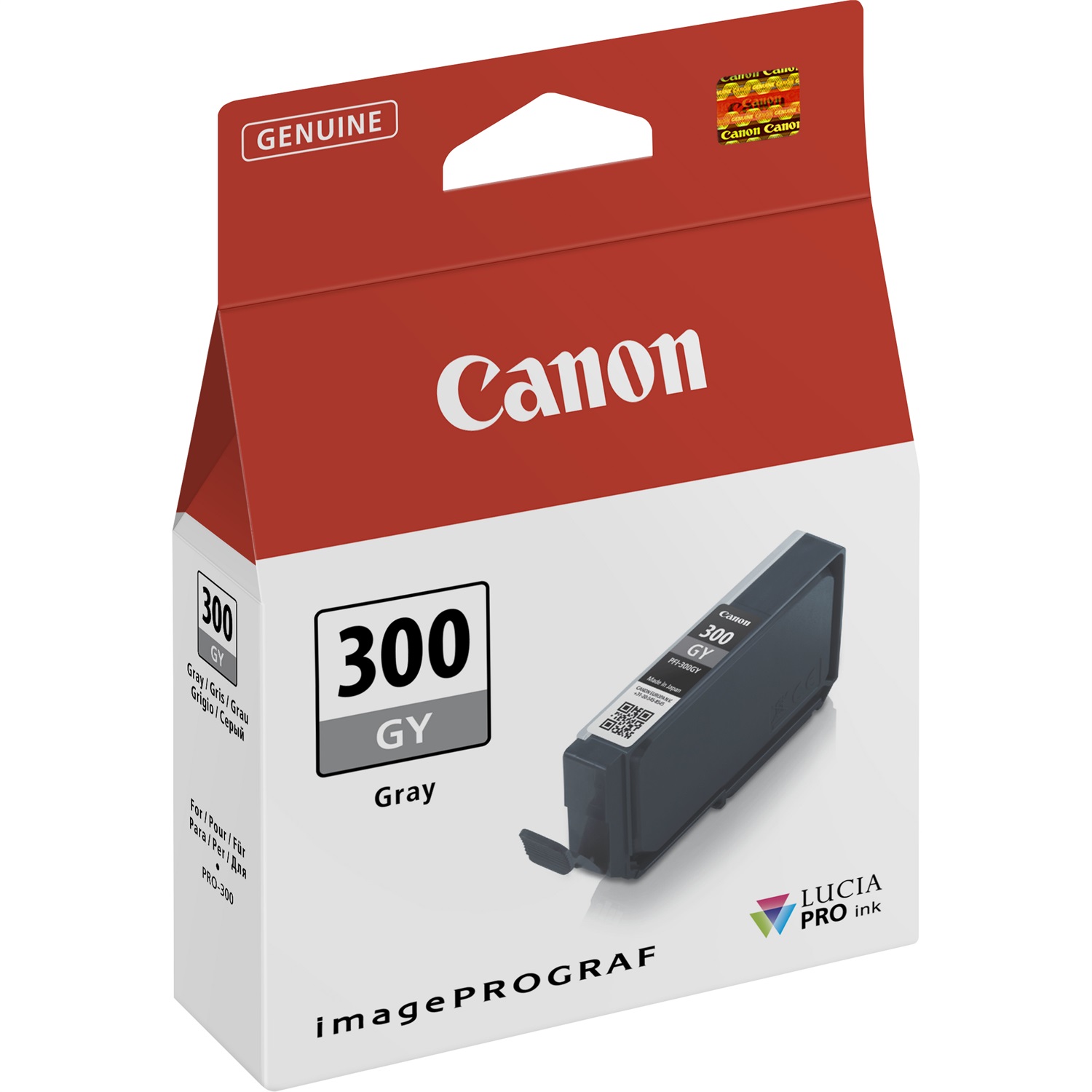 Canon Cartuccia d'inchiostro Originale PFI-300GY Grigio 14ml - Compatibile con imagePROGRAF PRO-300, Confezione singola, Resa 236 pagine