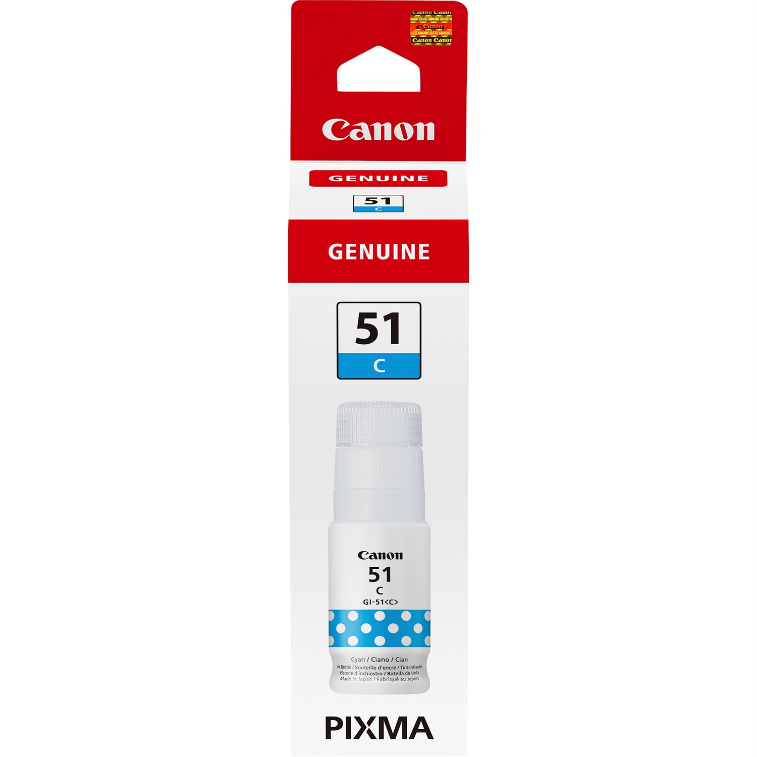 Canon GI-51C Flacone d'inchiostro originale Ciano 70ml - Fino a 7.700 pagine per PIXMA G1520, G2520, G2560, G3520, G3560