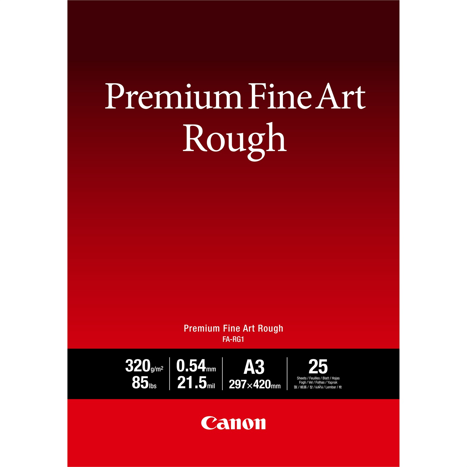 Canon FA-RG1 Carta Premium Fine Art Rough A3, 25 fogli, 320 g/m² - Texture ruvida per stampe fotografiche di alta qualità