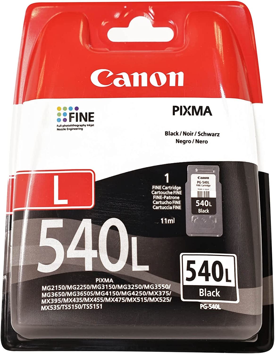 Canon PG-540L Cartuccia d'Inchiostro Originale Nero - 11 ml, Resa Standard, 300 Pagine, Confezione Singola