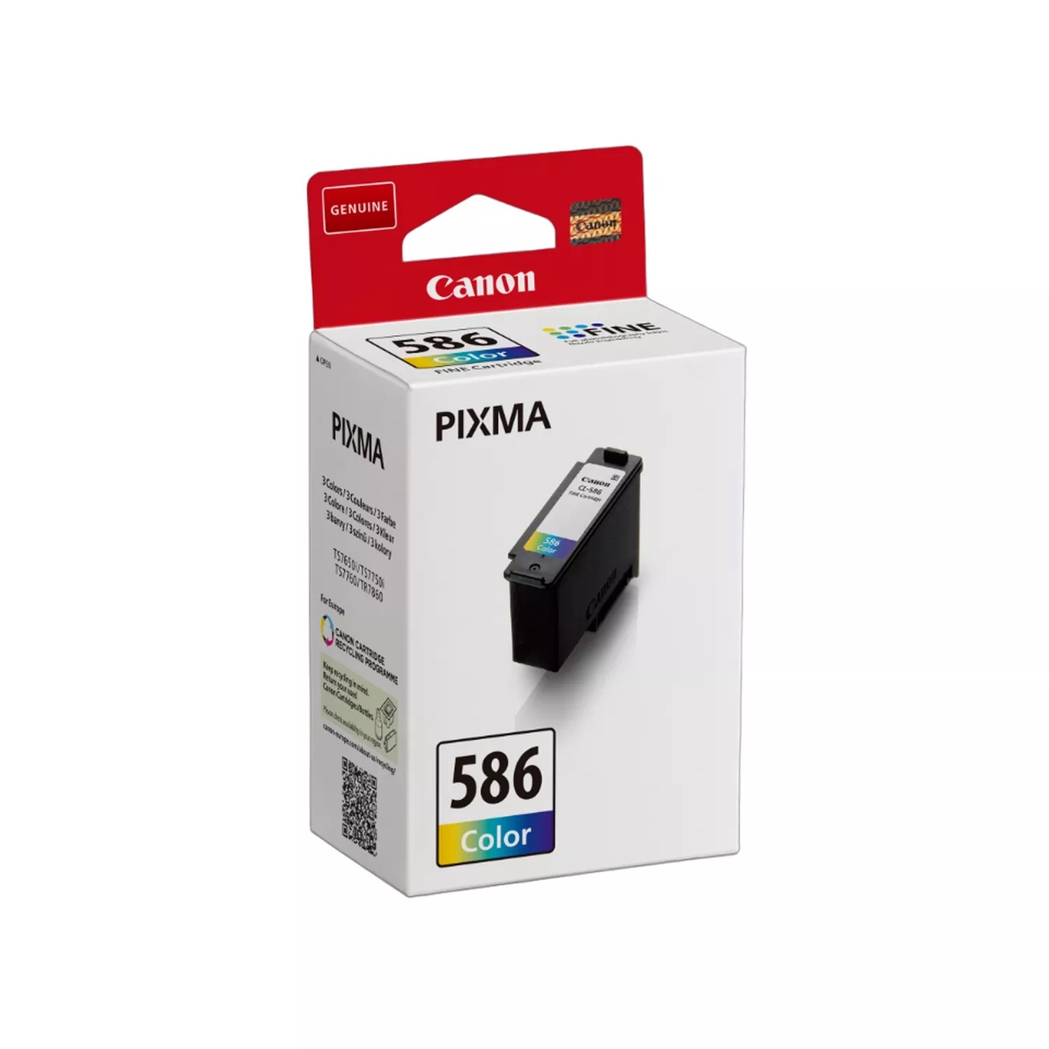 Canon 6227C001 Cartuccia d'Inchiostro Originale CL-586 Tricolore - 9,9 ml, Resa Standard, ~180 Pagine per Pixma TS 7600 Series