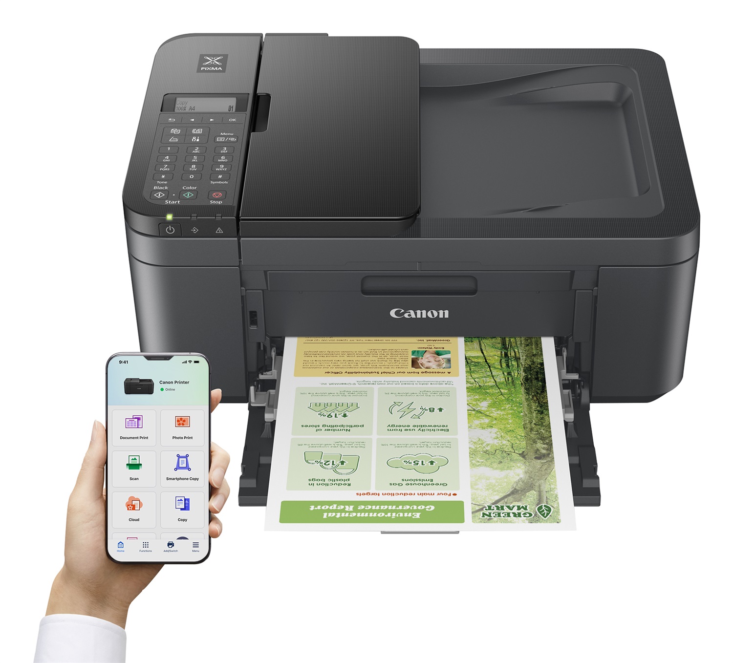 Canon PIXMA TR4755i Stampante Multifunzione Inkjet A4 4800 x 1200 DPI Wi-Fi, Stampa/Copia/Scan/Fax, ADF 20 Fogli, Stampa Foto Senza Bordi