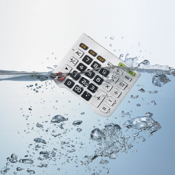 Casio WD-320MT Calcolatrice da Tavolo Waterproof e Dust Proof con Display a 12 Cifre e Tastiera Rimovibile - Bianco/Nero