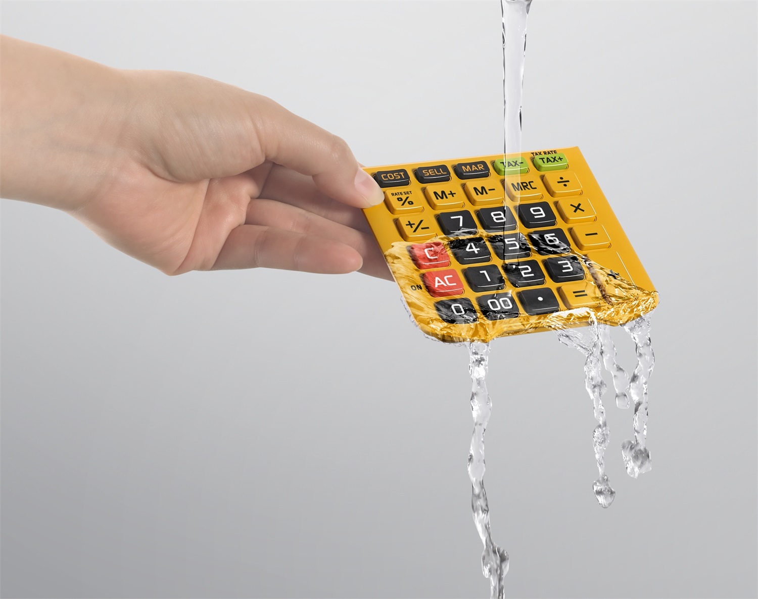 Casio WM-320MT Calcolatrice da Tavolo Waterproof e Dust Proof con Display a 12 Cifre e Tastiera Rimovibile - Giallo/Nero