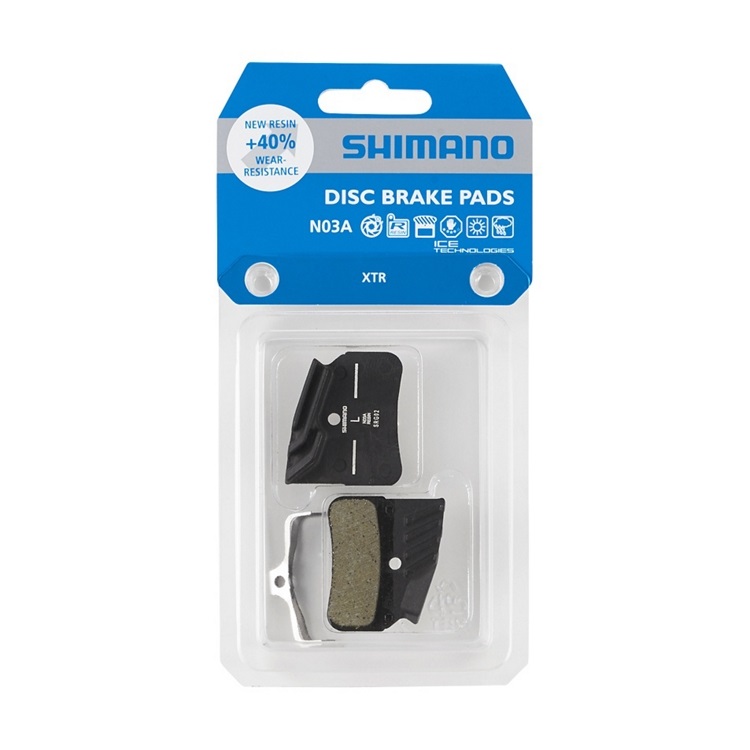 Shimano N03A-RF Pastiglie Freno a Disco in Resina per Biciclette - Compatibili con BR-M9120, BR-M8120, BR-M7120, 4 Pistoni, con Aletta di Raffreddamento