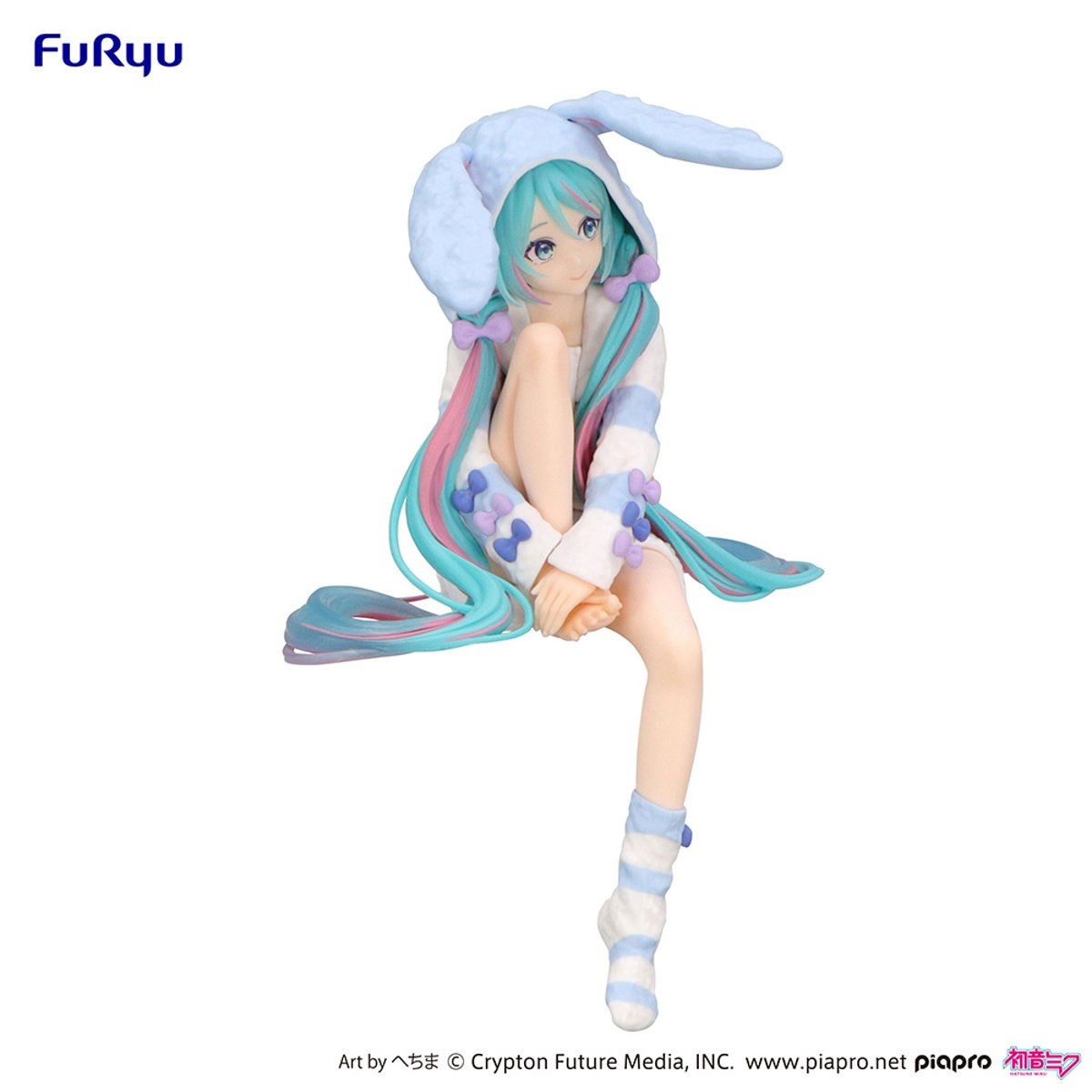 FuRyu Hatsune Miku Noodle Stopper Figura Rabbit Ear Pajama Blu - Prodotto Ufficiale