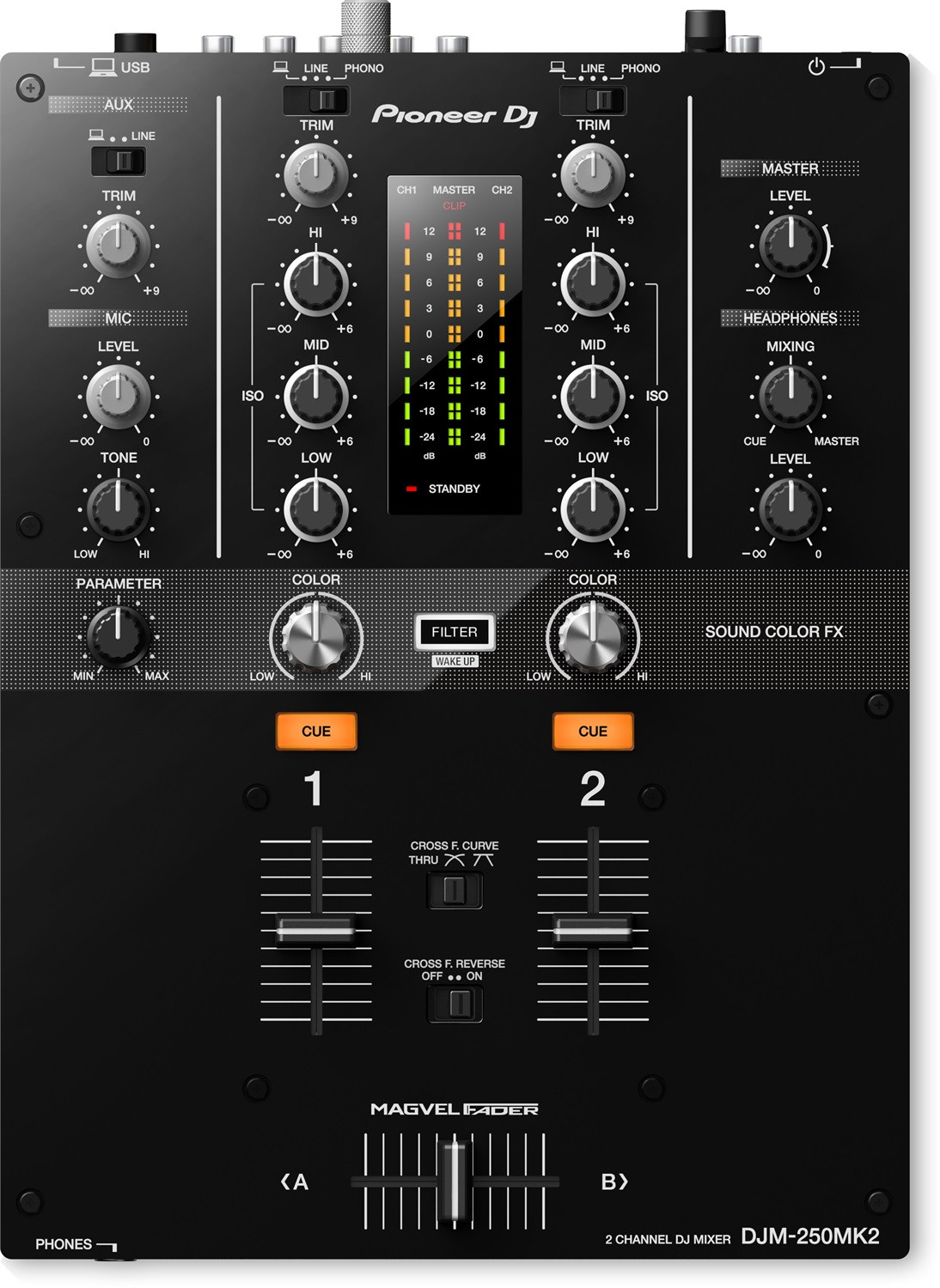 Pioneer DJ DJM-250MK2 Mixer Audio 2 Canali con Fader Magvel, Sound Color FX e Frequenza 20-20000 Hz