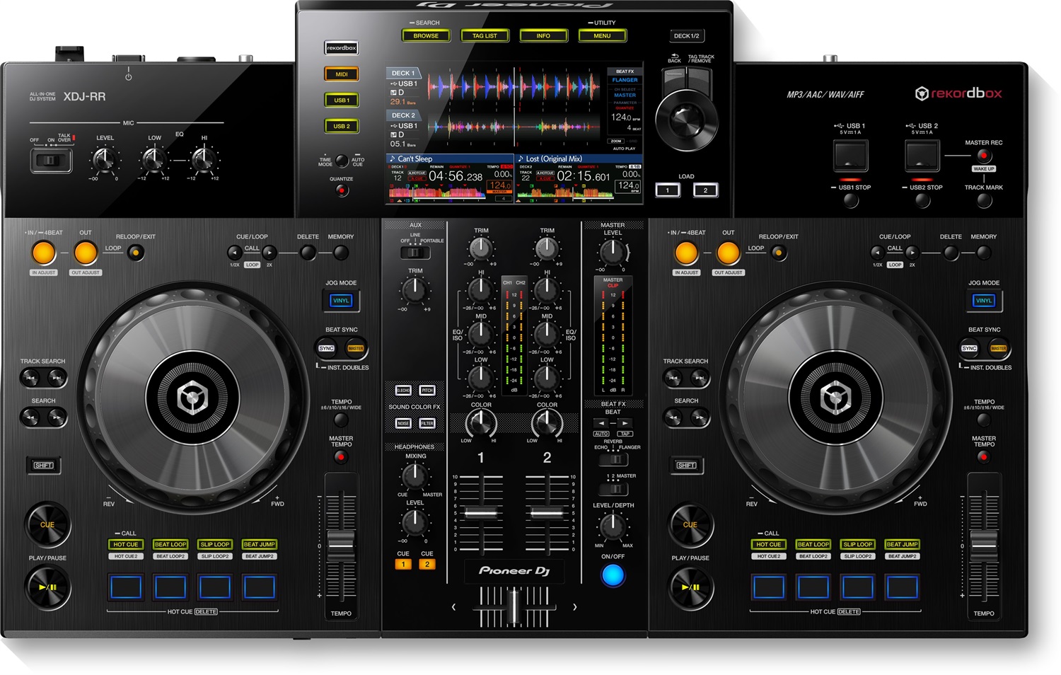 Pioneer DJ XDJ-RR Controller All-in-One 2 Canali per Rekordbox con USB, Microfono XLR e Schermo da 7