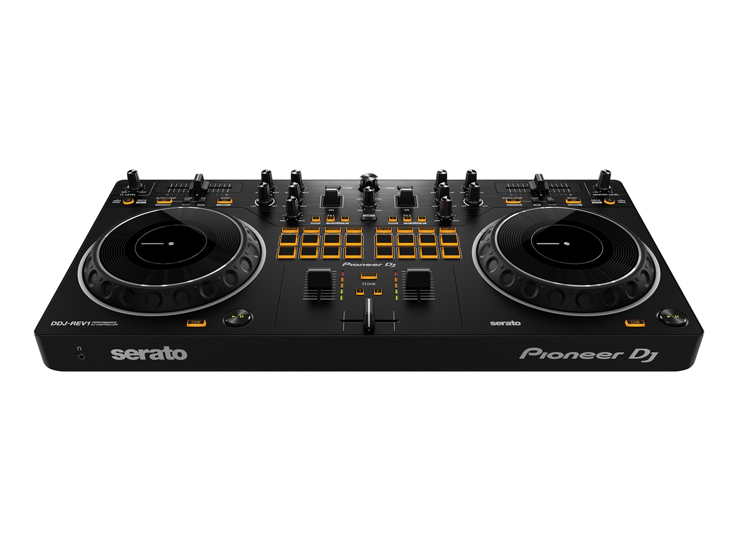 Pioneer DDJ-REV1 - Controller DJ a 2 canali in stile scratch per Serato DJ Lite con jog wheel grandi e layout da battaglia