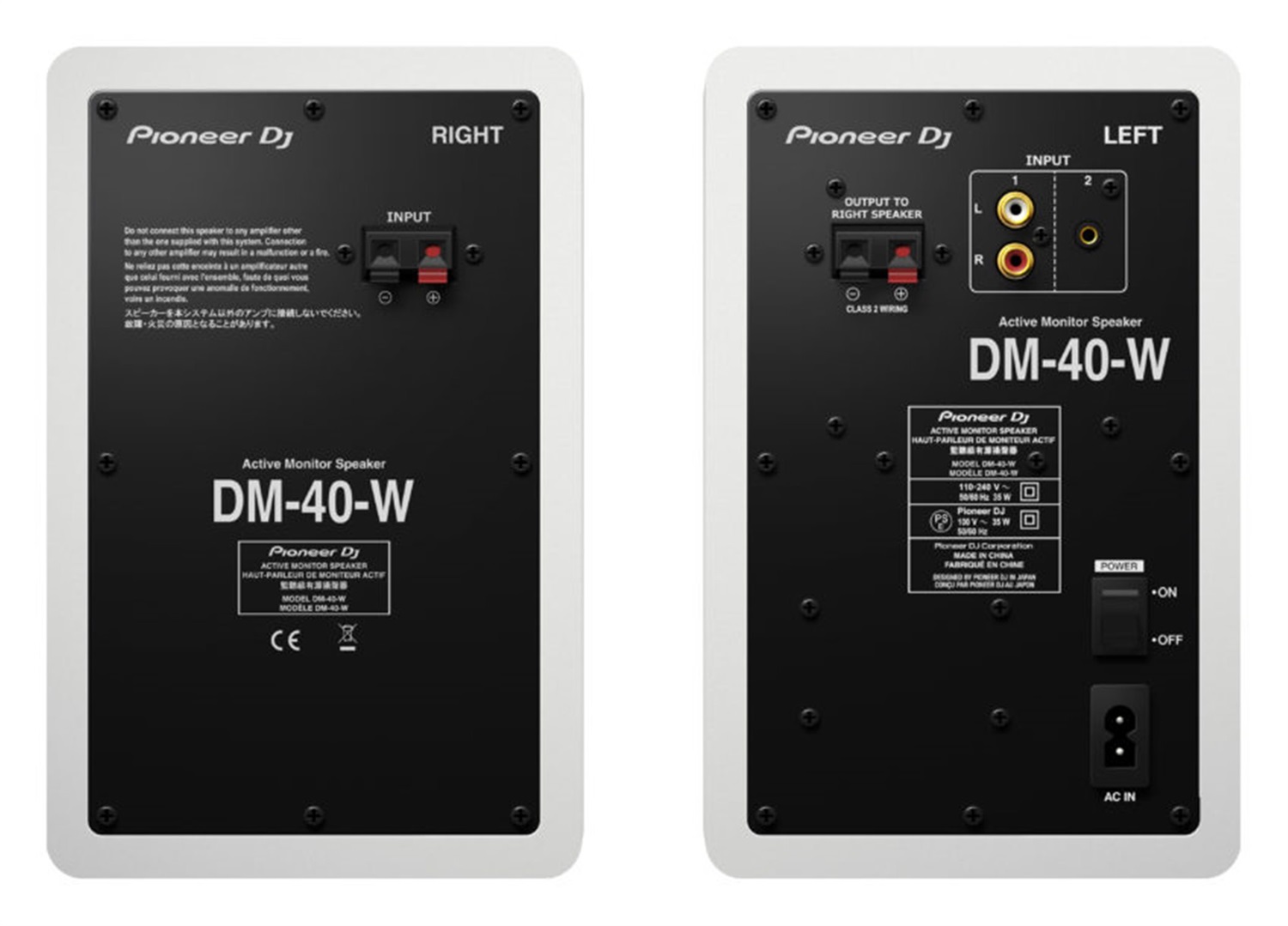 Pioneer DM-40D-W Monitor da Studio Bianco 2-vie Cablato 38 W con Sistema Bass-Reflex