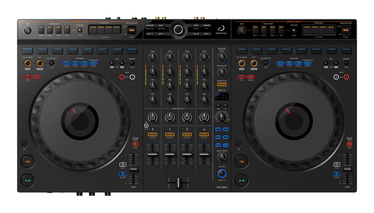 Pioneer DDJ-GRV6 Controller DJ 4 Canali con Groove Circuit - Compatibile con Rekordbox e Serato DJ Pro, USB Tipo-C, Nero