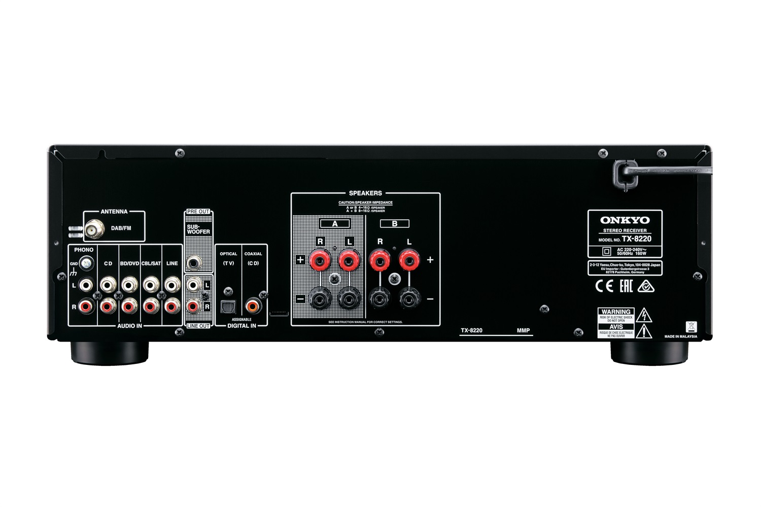 ONKYO TX-8220 Sintoamplificatore Stereo 100 W 2.1 canali Nero con Connettività Cablata e Sintonizzatore DAB /FM
