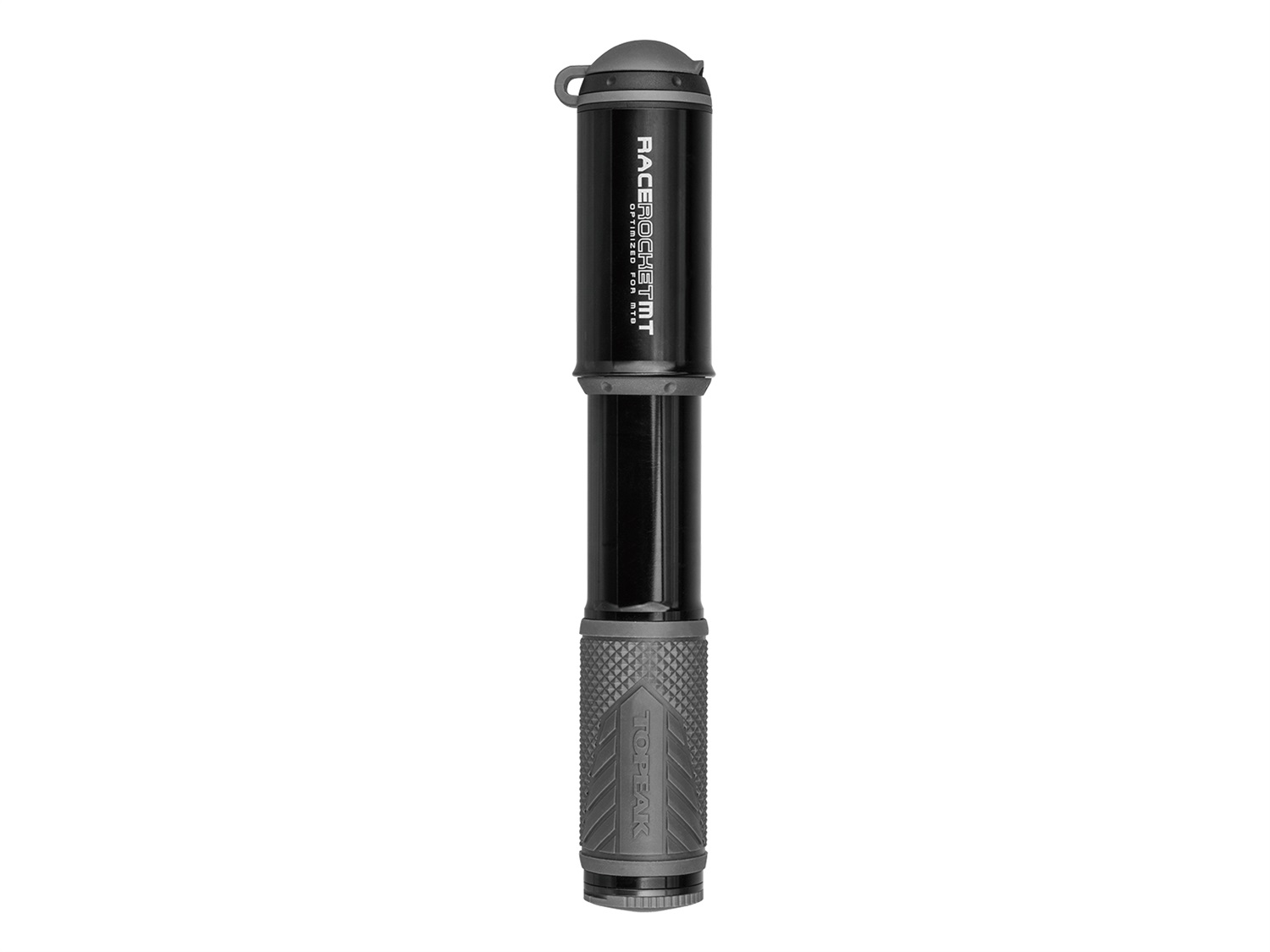 Topeak RaceRocket MT - Minipompa Tascabile in Alluminio Nero, Gonfia fino a 6 Bar/90 PSI, Compatibile con Valvole Presta e Schrader