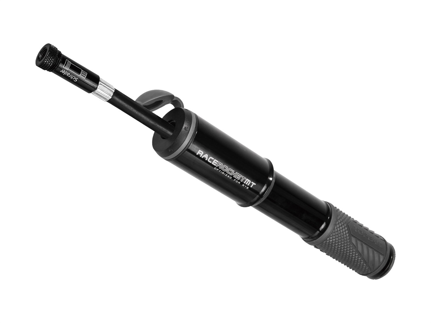 Topeak RaceRocket MT - Minipompa Tascabile in Alluminio Nero, Gonfia fino a 6 Bar/90 PSI, Compatibile con Valvole Presta e Schrader