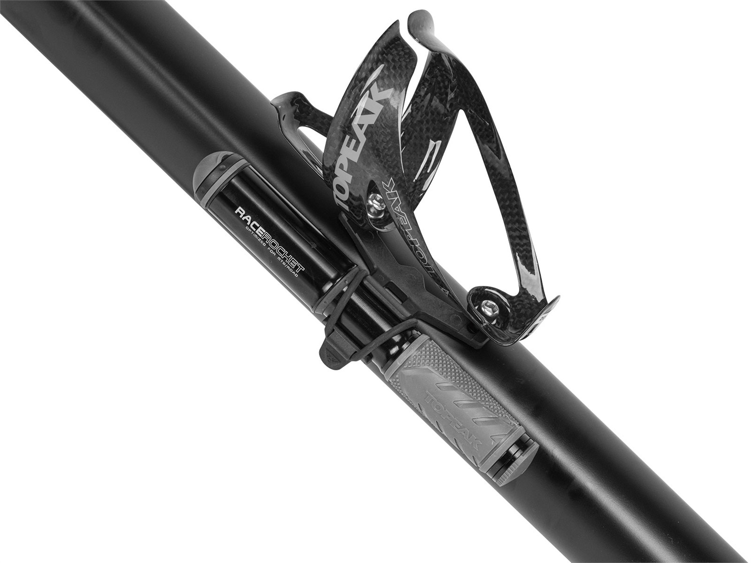 Topeak Racerocket Minipompa Nera - Pompa ad aria manuale in alluminio, 8 Bar / 120 Psi, compatibile con valvole Presta e Schrader