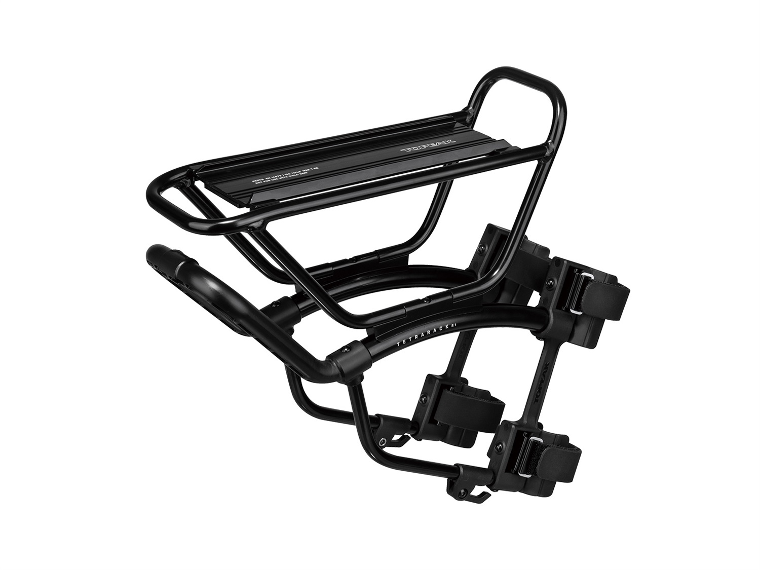 Topeak TetraRack R1 Portapacchi Anteriore in Alluminio e Nylon Nero con Sistema QuickTrack - Carico Massimo 7 kg, Compatibile con Bici da Strada e Touring