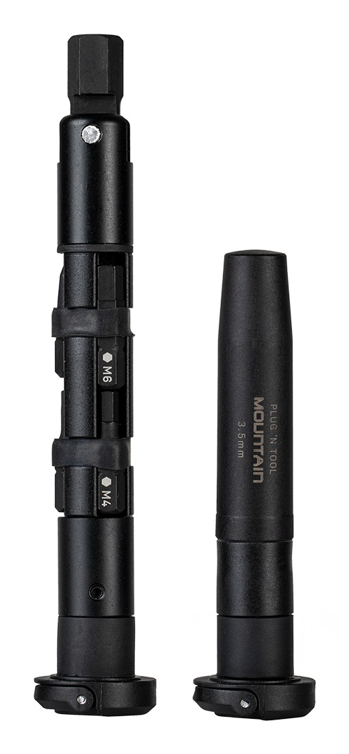 Topeak Mini Utensile Plug'n Tool Mountain - Nero, 13.5 x 2.5 x 2.5 cm, Kit con 7 Punte e Utensile per Riparazione Tubeless