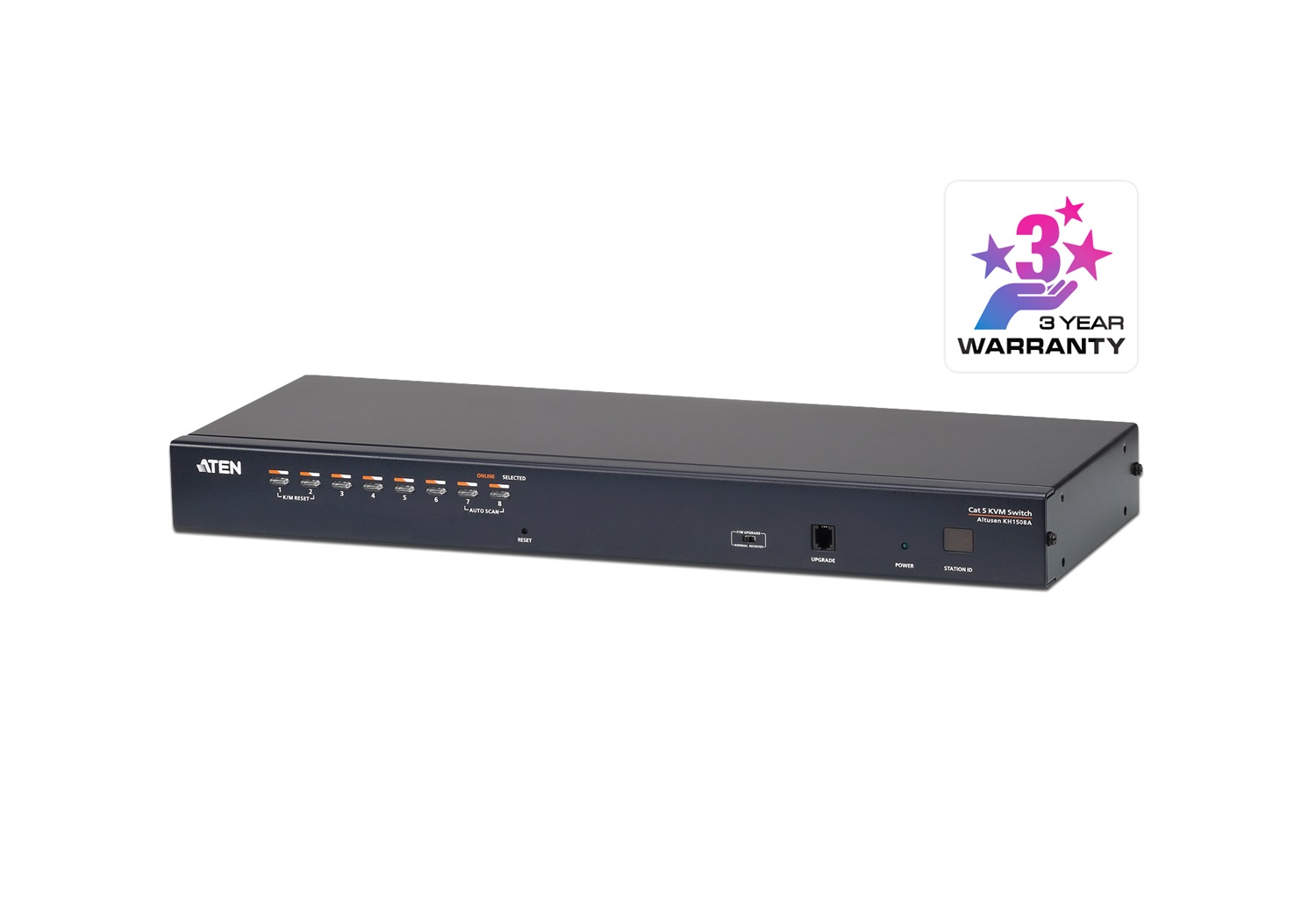 ATEN KH1508A Switch KVM Cat 5 multi-interfaccia (DisplayPort, HDMI, DVI, VGA) a 8 porte - Montaggio Rack Nero
