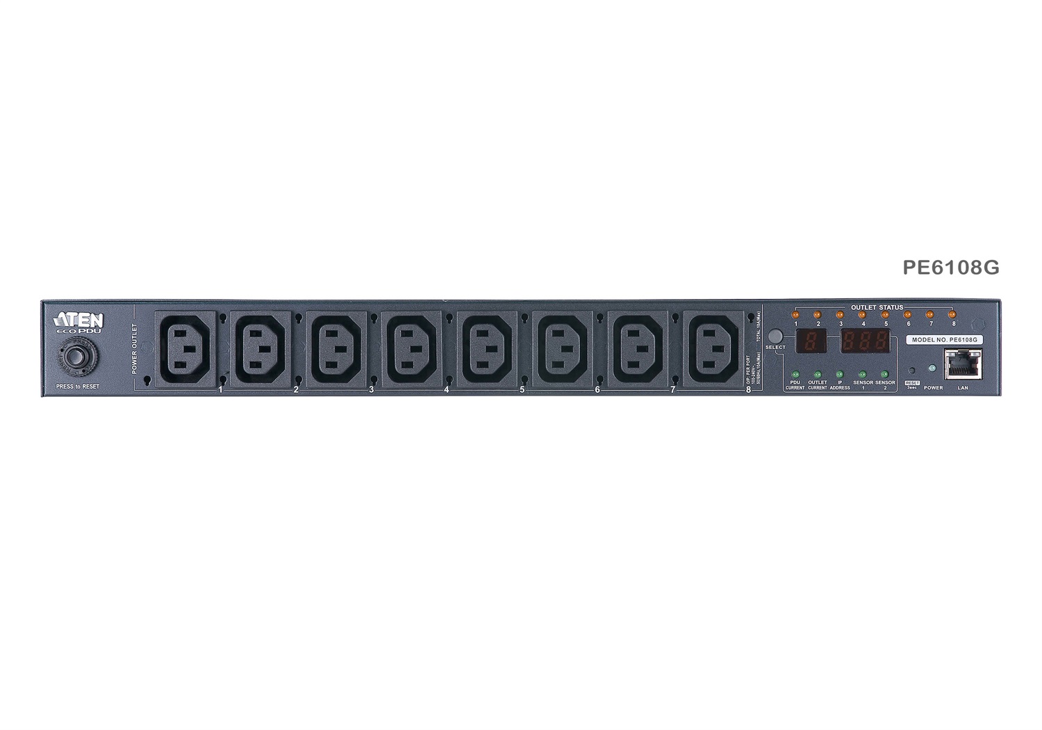 Aten PE6108G PDU Eco Monitorato 1U 15A/10A con 8 Prese AC e Controllo Remoto
