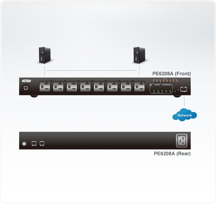 ATEN PE6208G Unità di Distribuzione dell'Energia (PDU) Monitorato 8 Prese AC 1U Nero