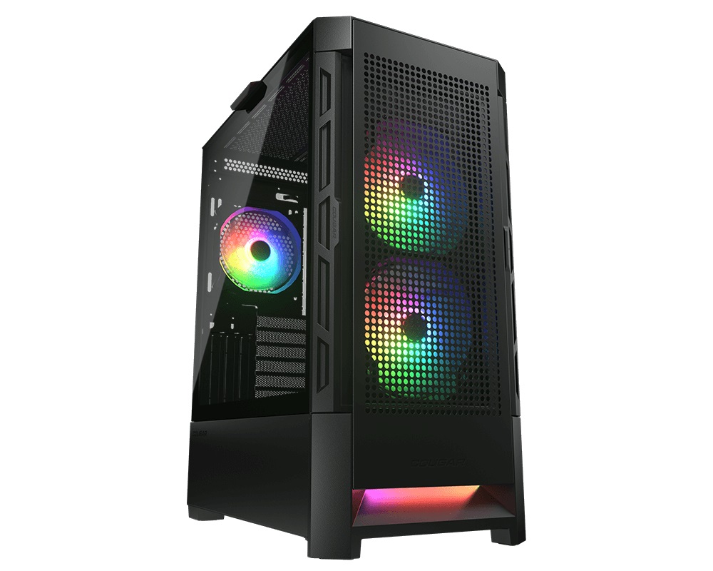 COUGAR Gaming Airface RGB CGR-5ZD1B-AIR-RGB Midi Tower Nero - Compatibile con ATX, CEB, EATX, micro ATX, Mini-ITX, Ventole ARGB e Design per Raffreddamento Ottimale