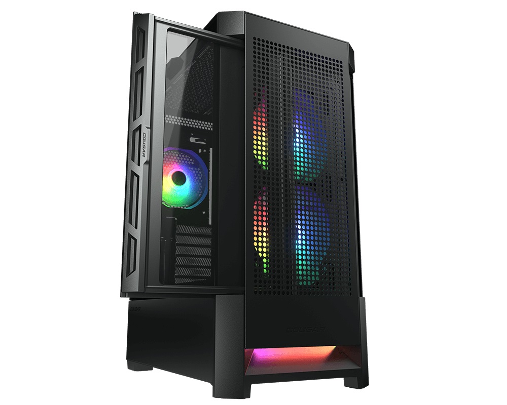 COUGAR Gaming Airface RGB CGR-5ZD1B-AIR-RGB Midi Tower Nero - Compatibile con ATX, CEB, EATX, micro ATX, Mini-ITX, Ventole ARGB e Design per Raffreddamento Ottimale