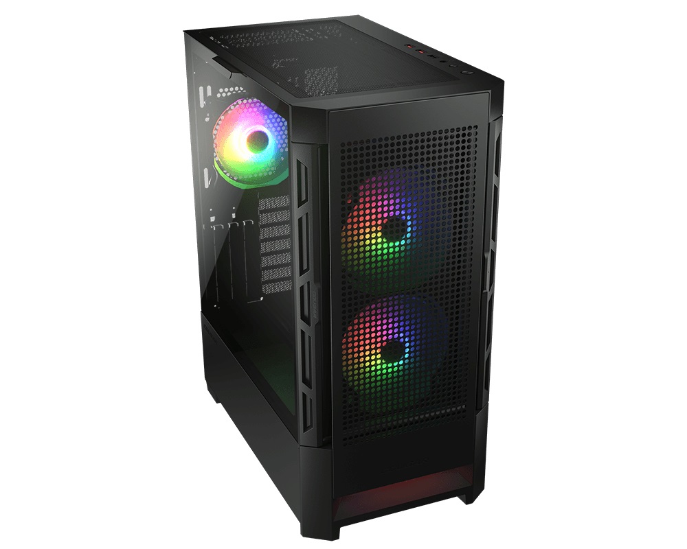COUGAR Gaming Airface RGB CGR-5ZD1B-AIR-RGB Midi Tower Nero - Compatibile con ATX, CEB, EATX, micro ATX, Mini-ITX, Ventole ARGB e Design per Raffreddamento Ottimale