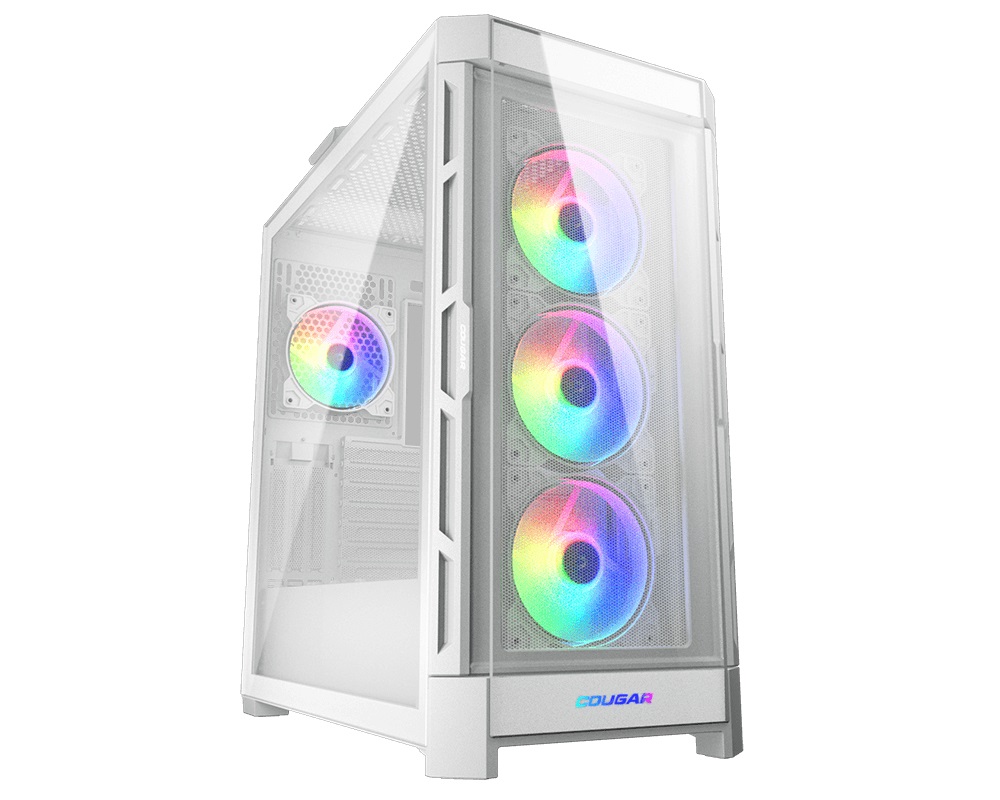 COUGAR Duoface Pro RGB Midi Tower Bianco con Pannelli Mesh e Vetro, Ventole RGB e Assemblaggio Senza Attrezzi