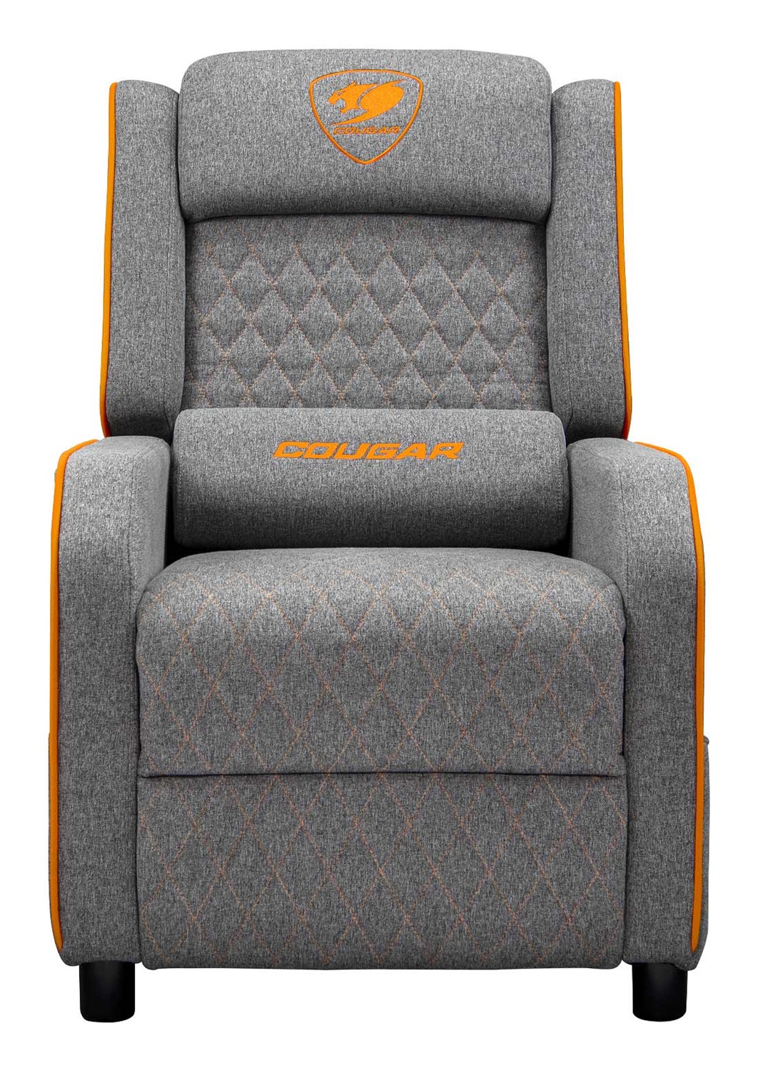 COUGAR Ranger One Poltrona Gaming Ergonomica in Tessuto di Lino Traspirante con Poggiatesta e Cuscino Lombare, Capacità fino a 150 kg, Grigio e Arancione